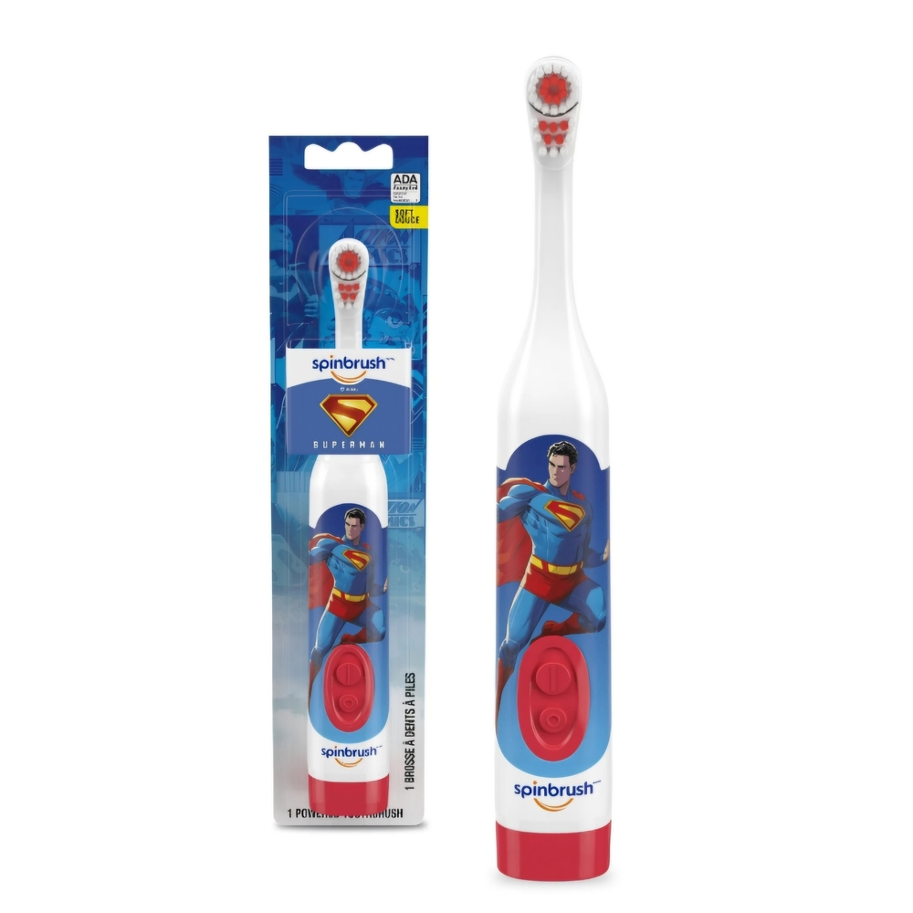 🖐♡Spinbrush Kids Superman Electric Toothbrush - White & Red